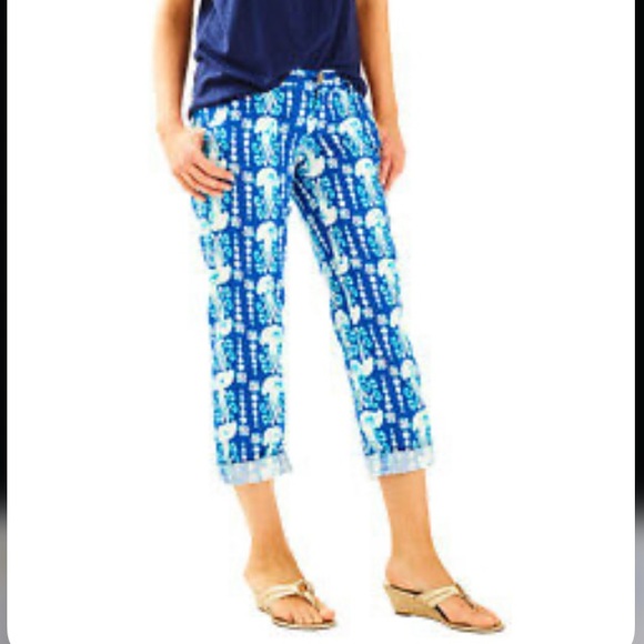 Lilly Pulitzer Cocoanut Walk Crop Indigo Get In Line - Picture 8 of 8